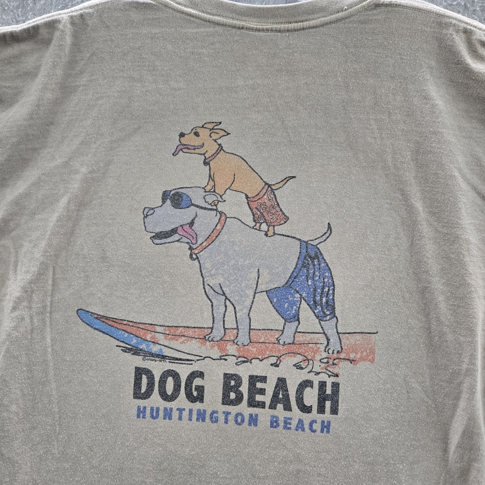 VINTAGE Crazy Shirts Men Shirt XL Beige Dog Beach Combed Cotton Y2K READ - Picture 11 of 12